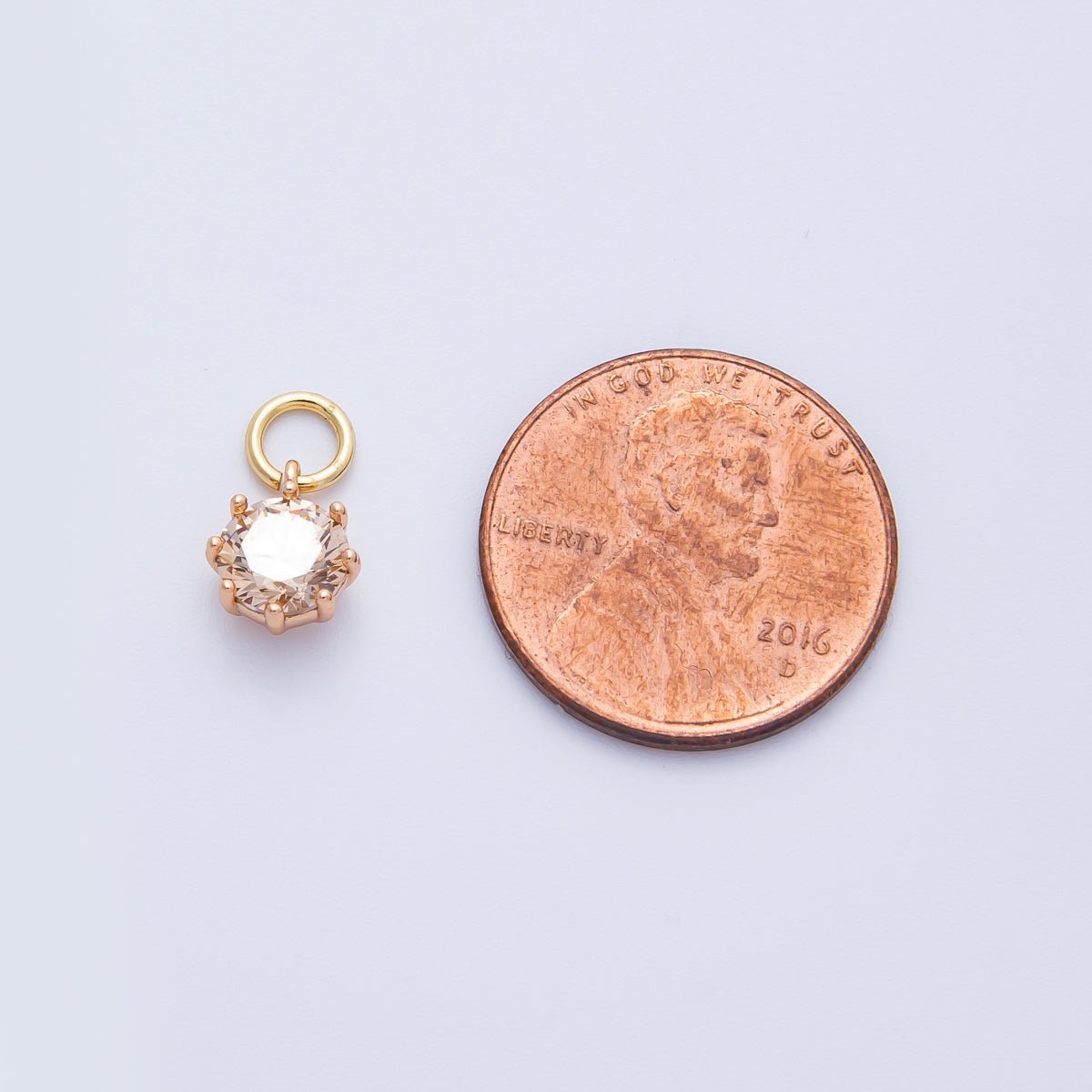 18K Gold Filled 9mm Pink, Peach Round CZ Birthstone Charm | Charms - 00403 Charms - 00404 - DLUXCA