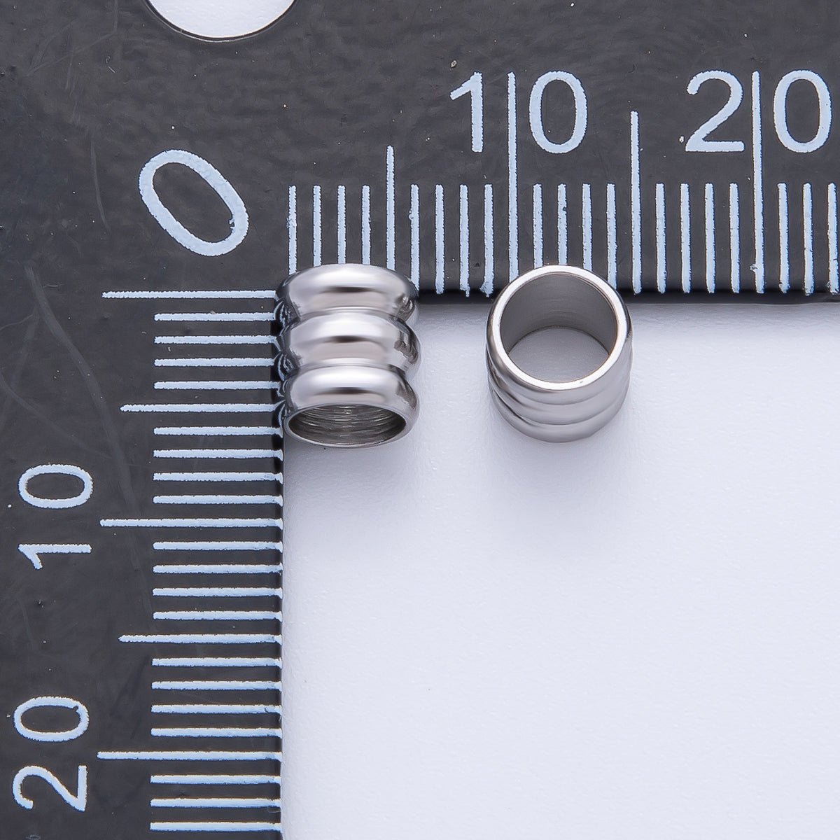 18K Gold Filled Alloy 6mm Triple Band Tube Spacer Bead in Gold & Silver 10pcs | B270 - DLUXCA
