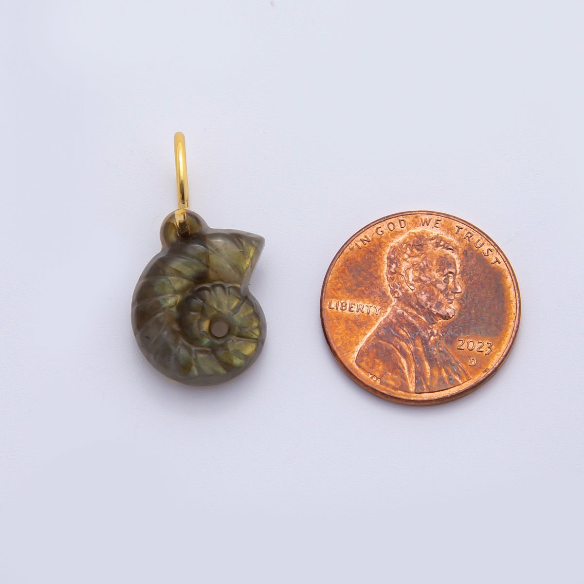 18K Gold Filled Amethyst, Quartz, Labradorite Conch Sea Shell Drop Charm | C548 C606 C612 - DLUXCA