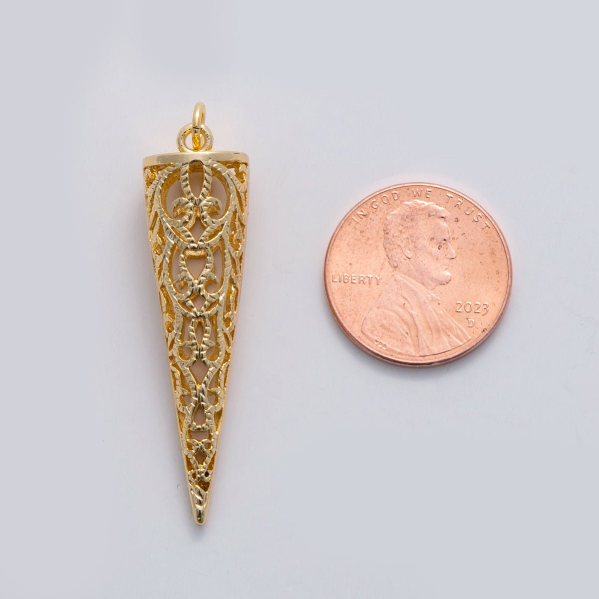 18K Gold Filled Artisan Filigree Triangle Charm | C308 - DLUXCA