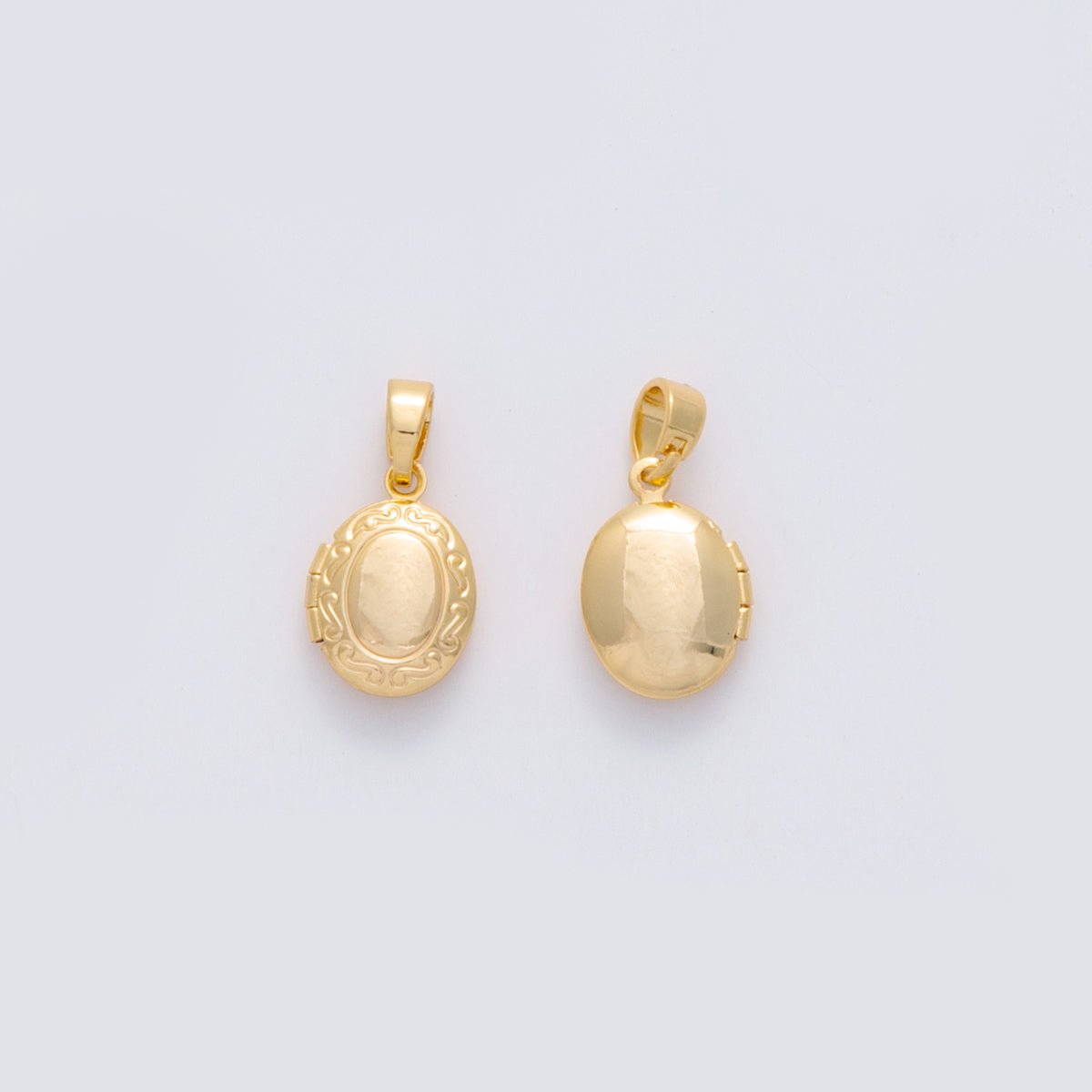 18K Gold Filled Artisan Oval Locket Pendant | AH689 - DLUXCA