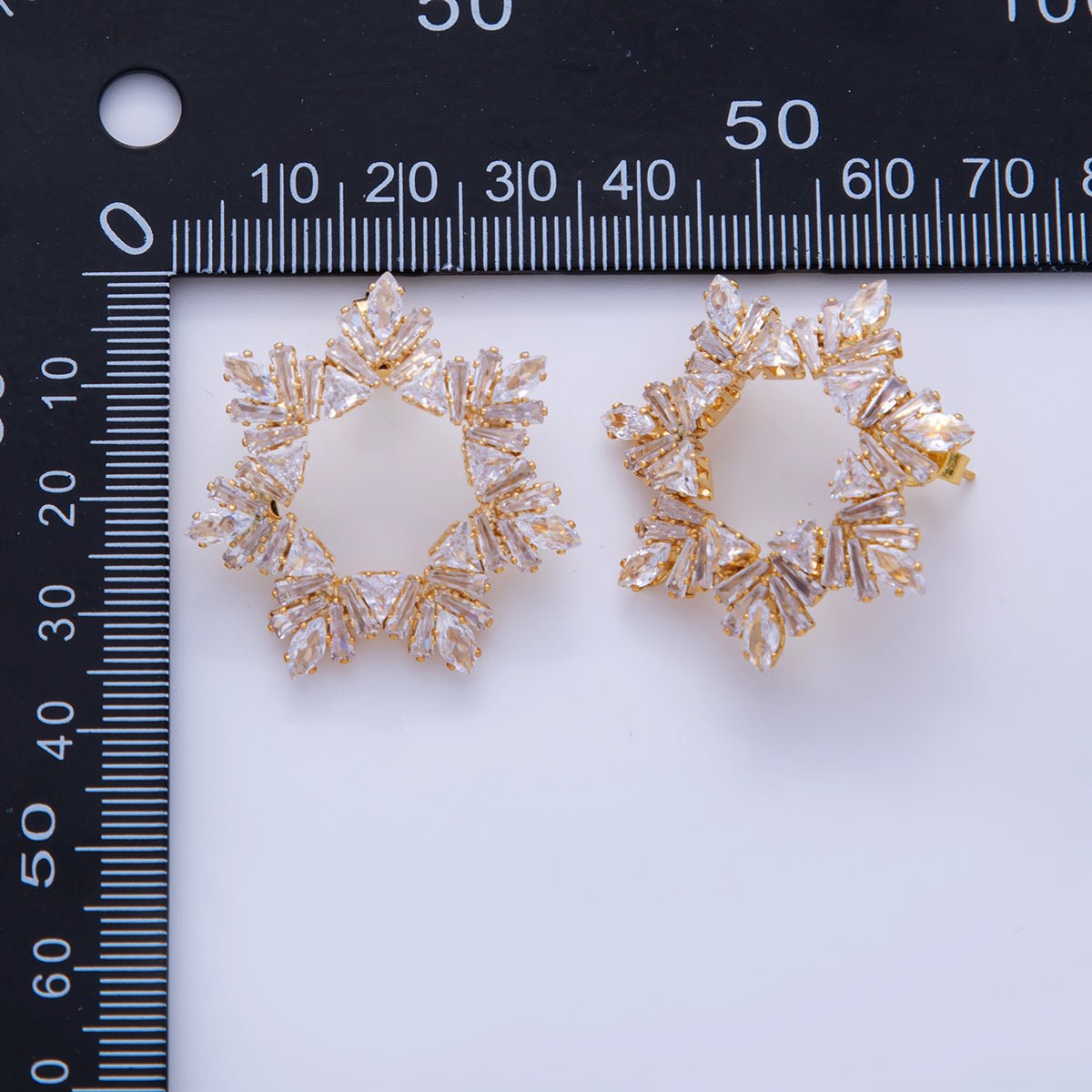 18K Gold Filled Baguette CZ Snowflakes Dainty Stud Earrings in Gold & Silver | AI298 AI299 - DLUXCA