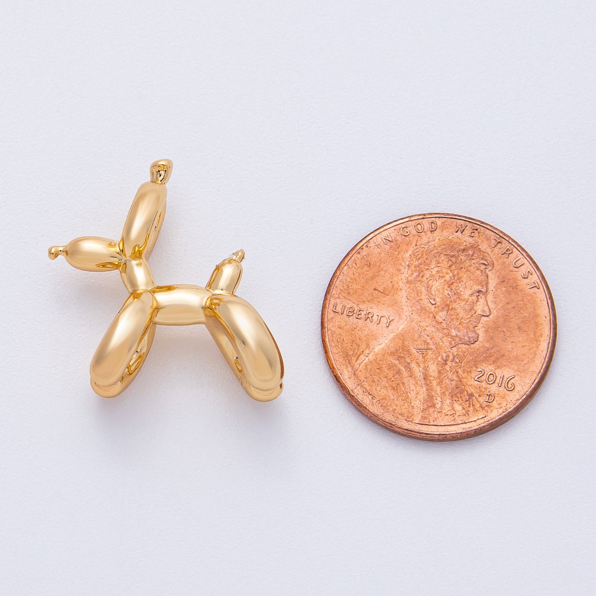 18K Gold Filled Balloon Dog Animal Pet 3D Multidimensional Slide Charm Bead | B548 - DLUXCA