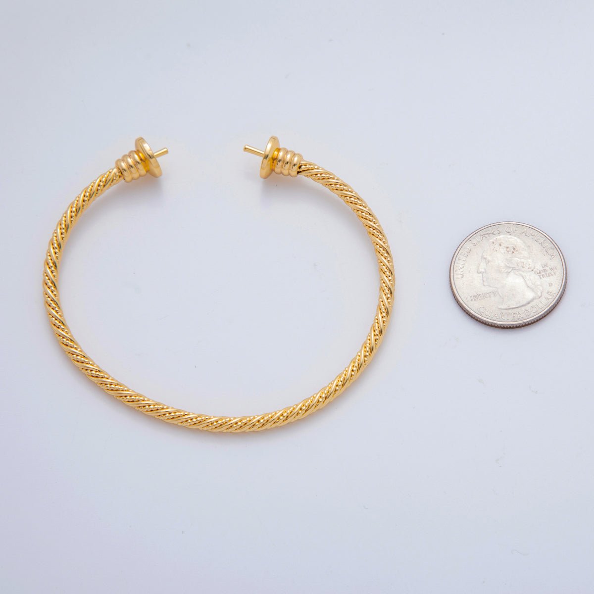 18K Gold Filled Beaded Minimal Twisted Band Cuff Bracelet Supply for Jewelry Making Add Beads at the End | WA - 3292 - DLUXCA