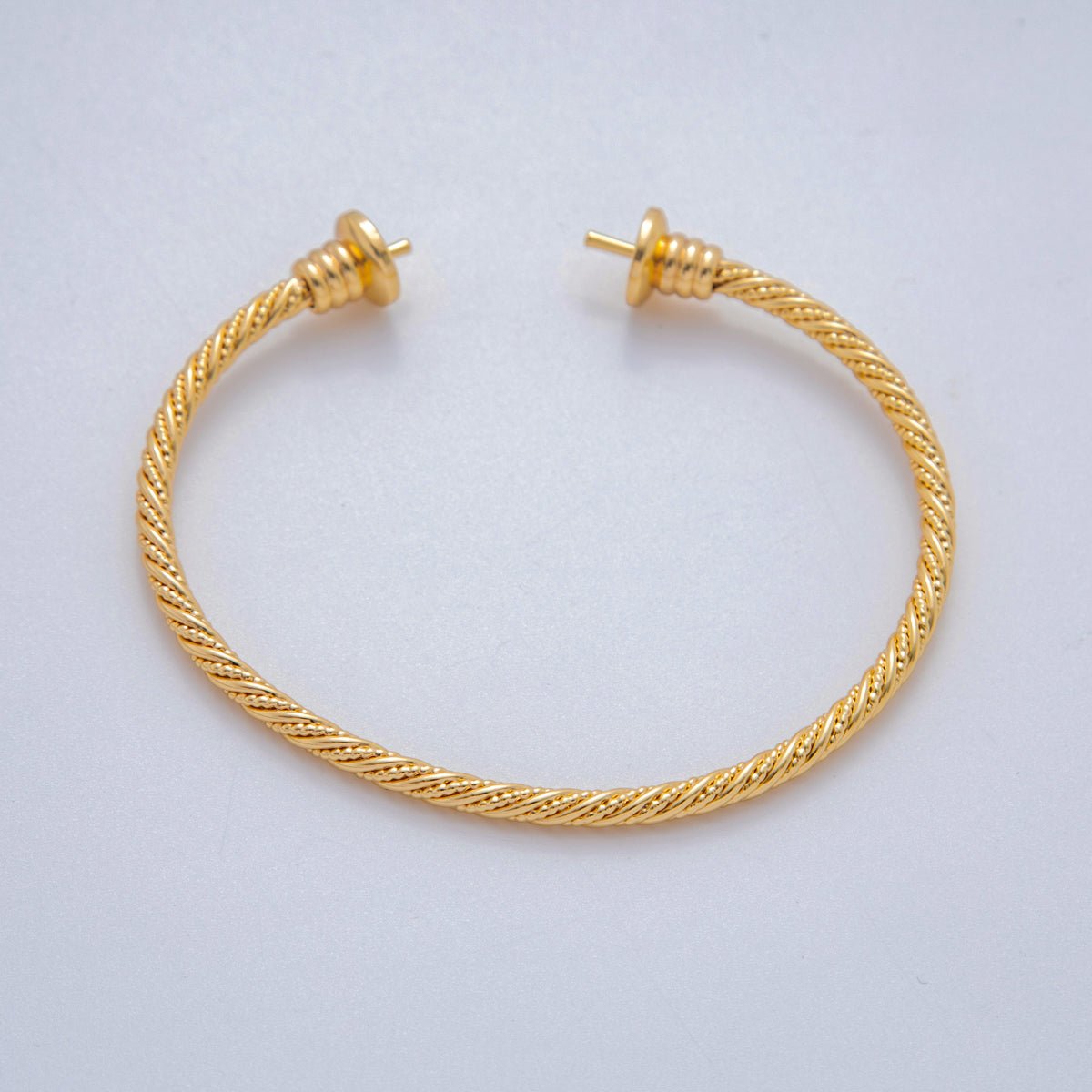 18K Gold Filled Beaded Minimal Twisted Band Cuff Bracelet Supply for Jewelry Making Add Beads at the End | WA - 3292 - DLUXCA