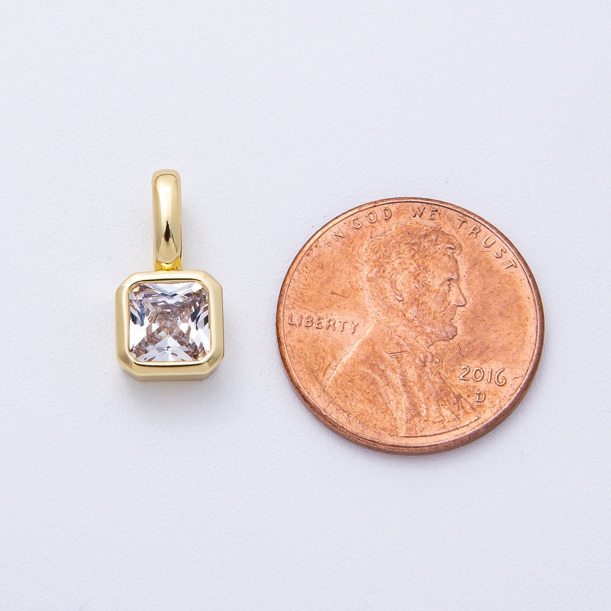 18K Gold Filled Birthstone Baguette CZ Pendant | AF1237 - AF1242 - DLUXCA