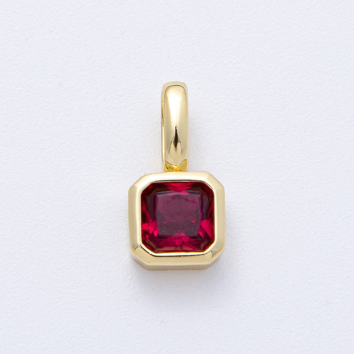 18K Gold Filled Birthstone Baguette CZ Pendant | AF1237 - AF1242 - DLUXCA