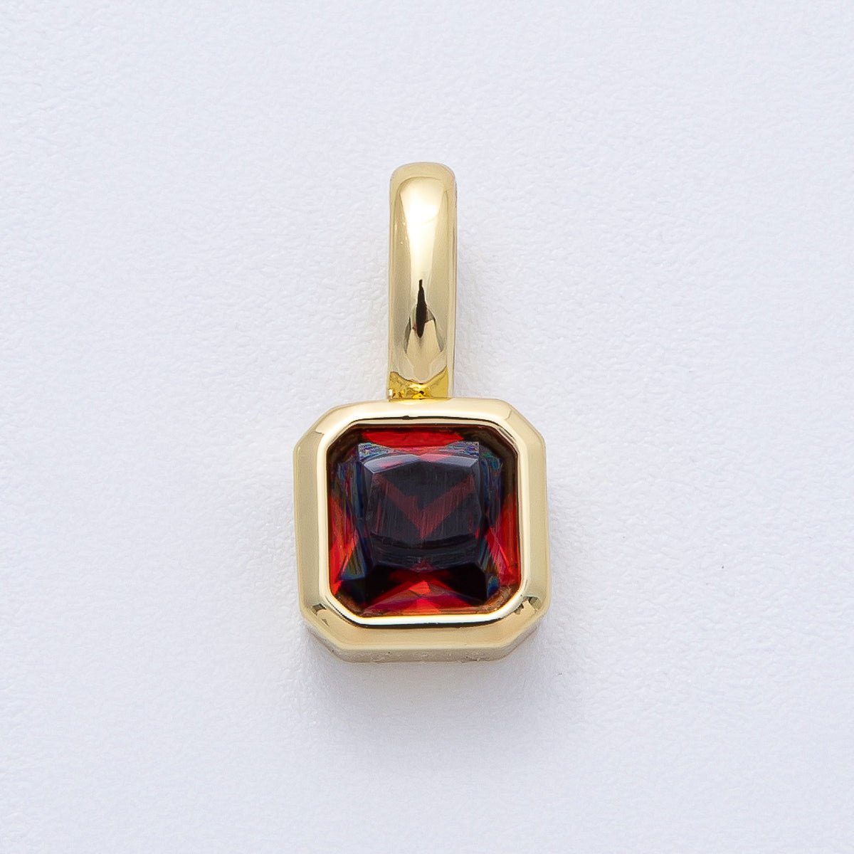 18K Gold Filled Birthstone Baguette CZ Pendant | AF1237 - AF1242 - DLUXCA