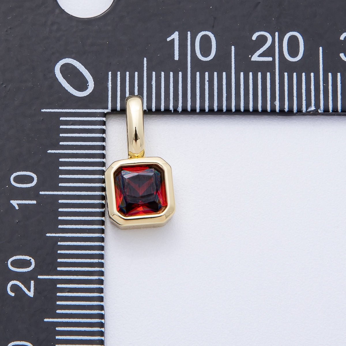 18K Gold Filled Birthstone Baguette CZ Pendant | AF1237 - AF1242 - DLUXCA