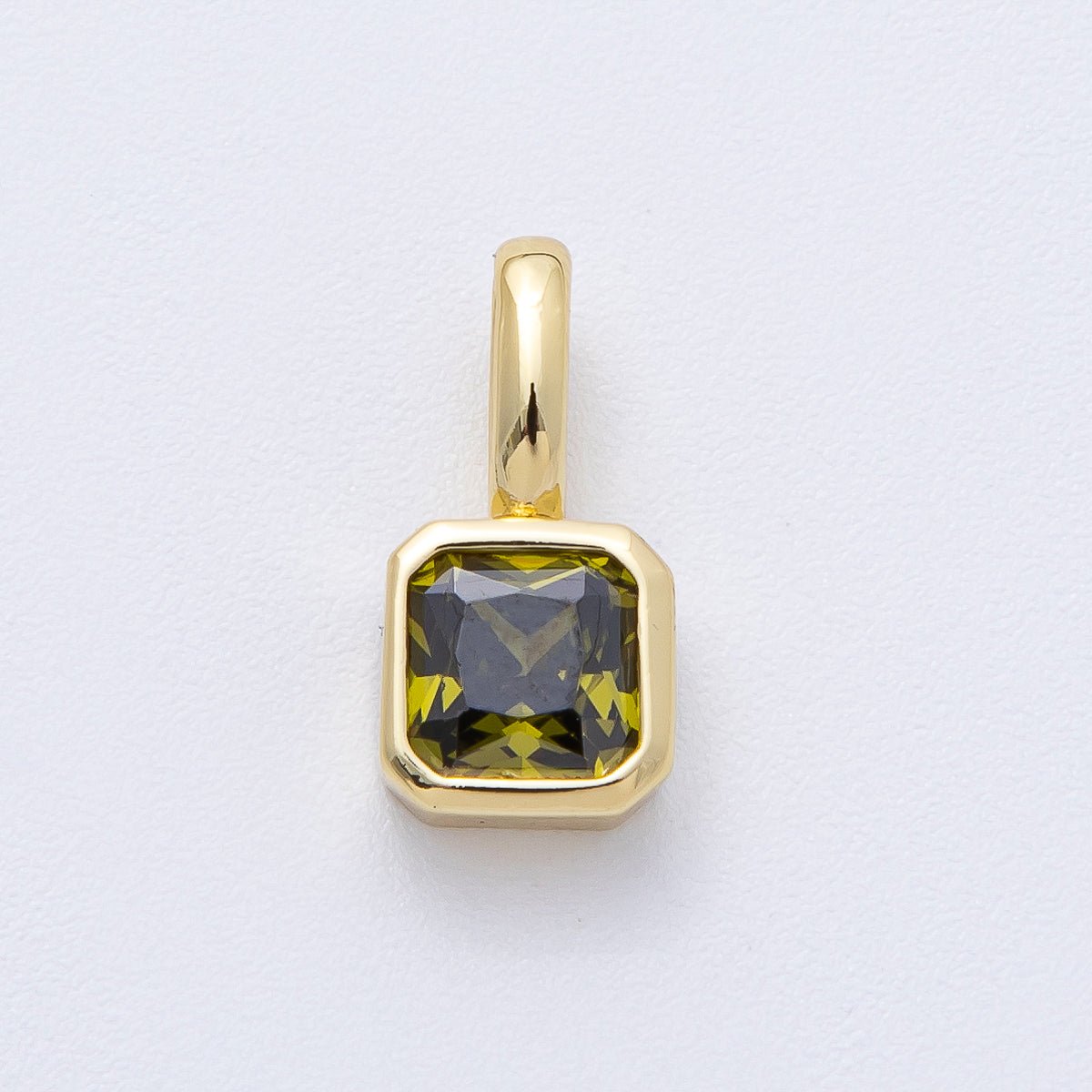 18K Gold Filled Birthstone Baguette CZ Pendant | AF1237 - AF1242 - DLUXCA