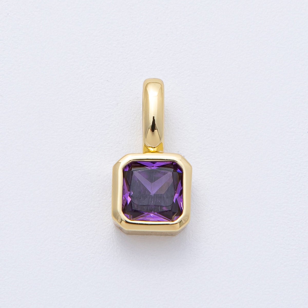 18K Gold Filled Birthstone Baguette CZ Pendant | AF1237 - AF1242 - DLUXCA