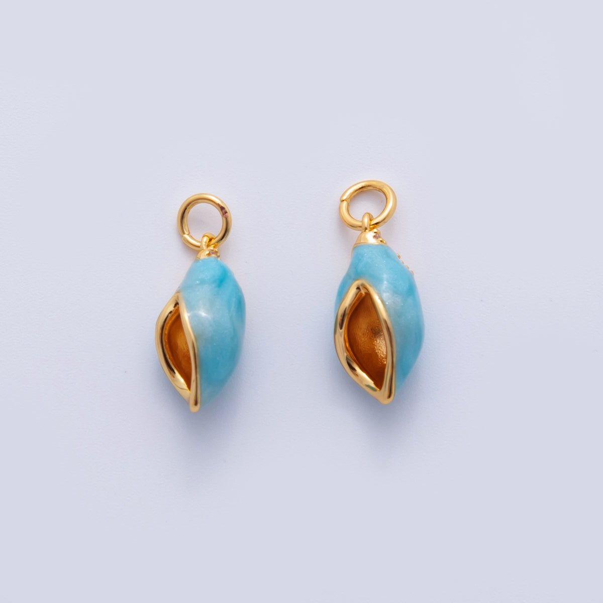 18K Gold Filled Blue Conch Sea Shell Charm | M830 - DLUXCA