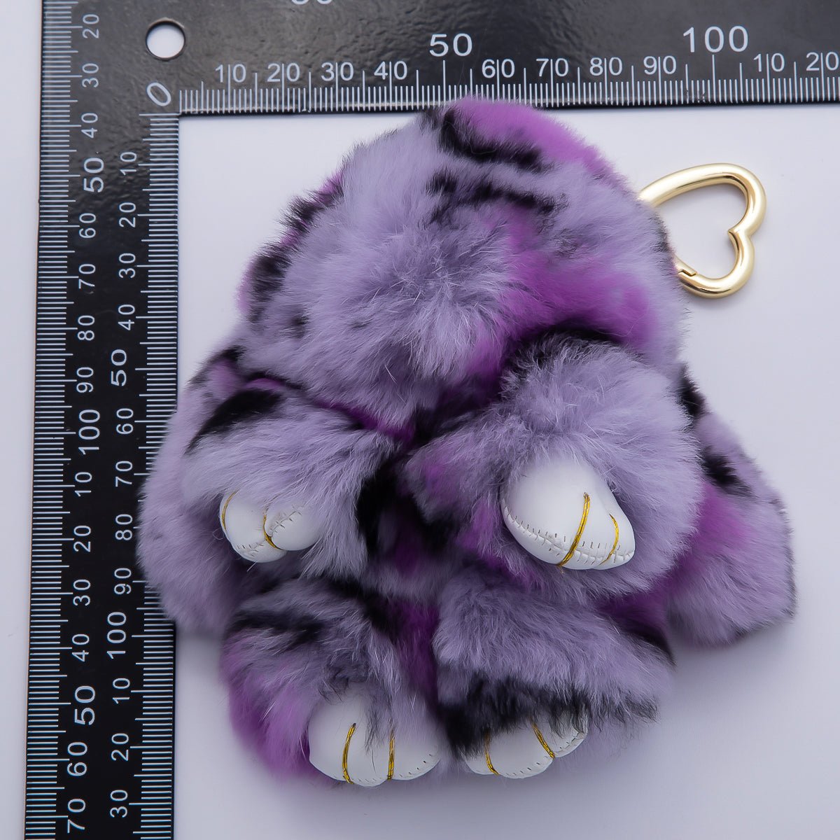 18K Gold Filled Blue, Purple Tie - dye Rabbit Plush Heart Push Gate Keychain | WB - 00324 WB - 00325 - DLUXCA