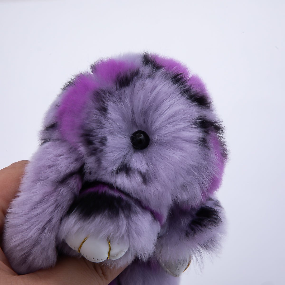 18K Gold Filled Blue, Purple Tie - dye Rabbit Plush Heart Push Gate Keychain | WB - 00324 WB - 00325 - DLUXCA