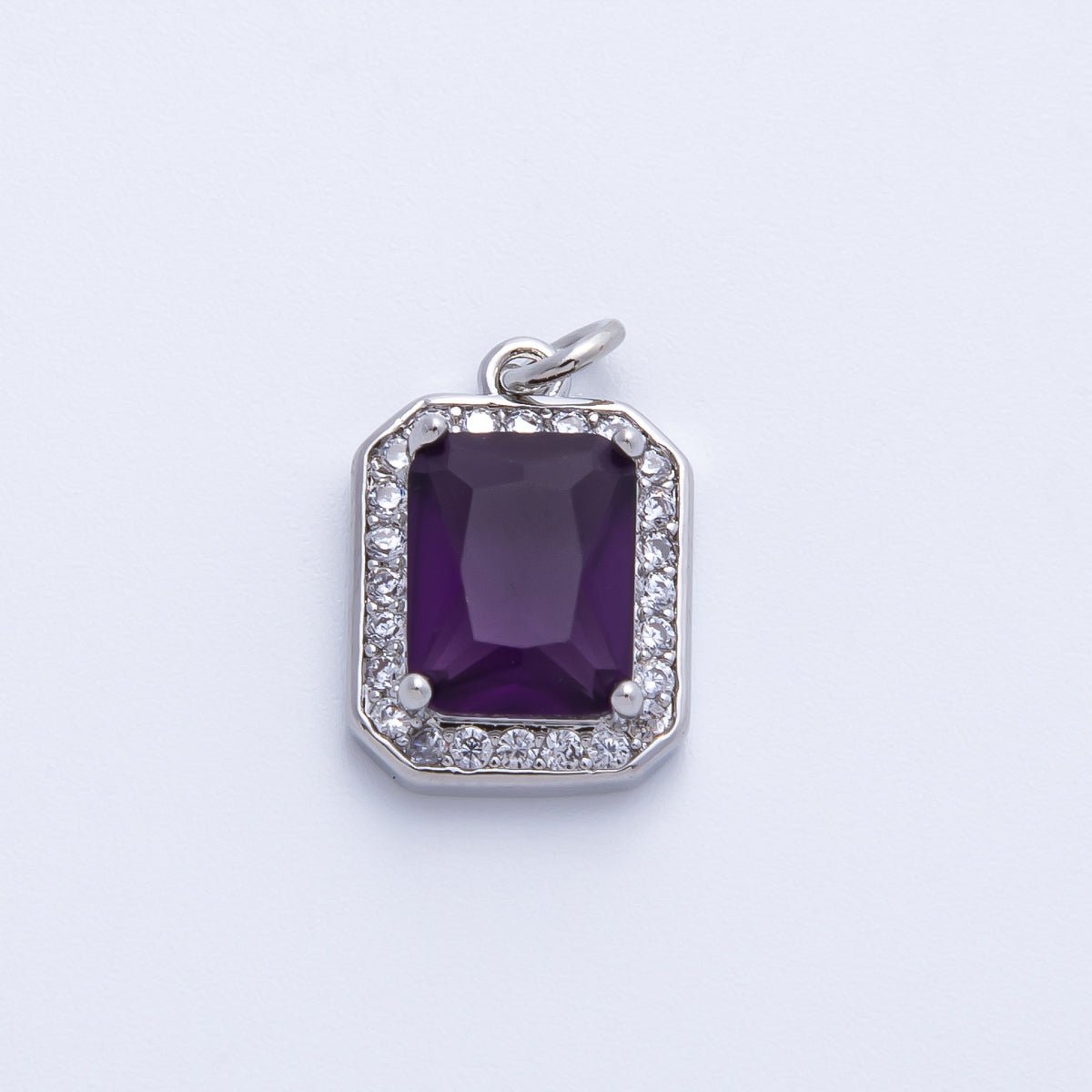 18K Gold Filled Blue, Red, Purple, Green, Clear Micro Paved CZ Baguette Charm | Charms - 00279 ~ Charms - 00288 - DLUXCA