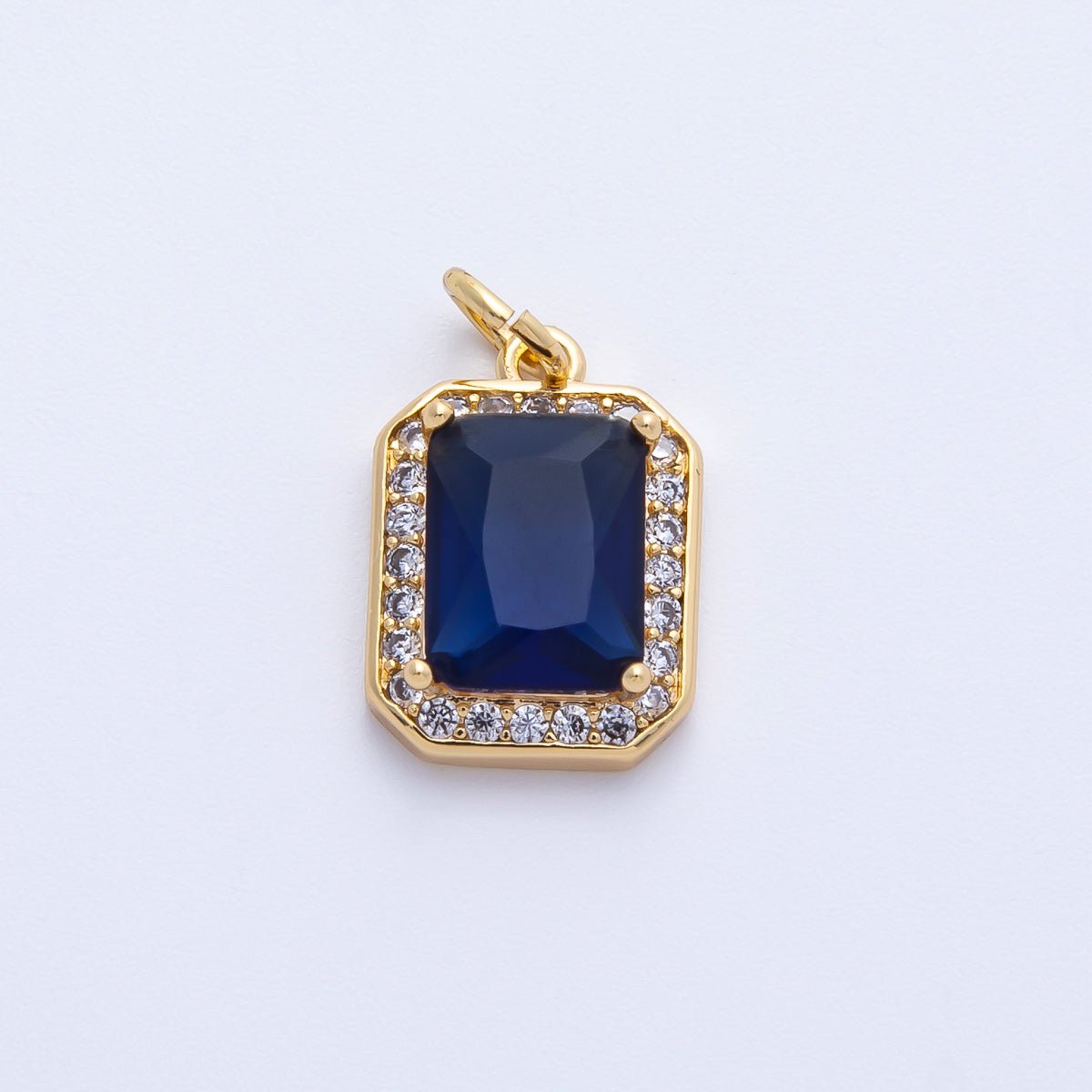 18K Gold Filled Blue, Red, Purple, Green, Clear Micro Paved CZ Baguette Charm | Charms - 00279 ~ Charms - 00288 - DLUXCA