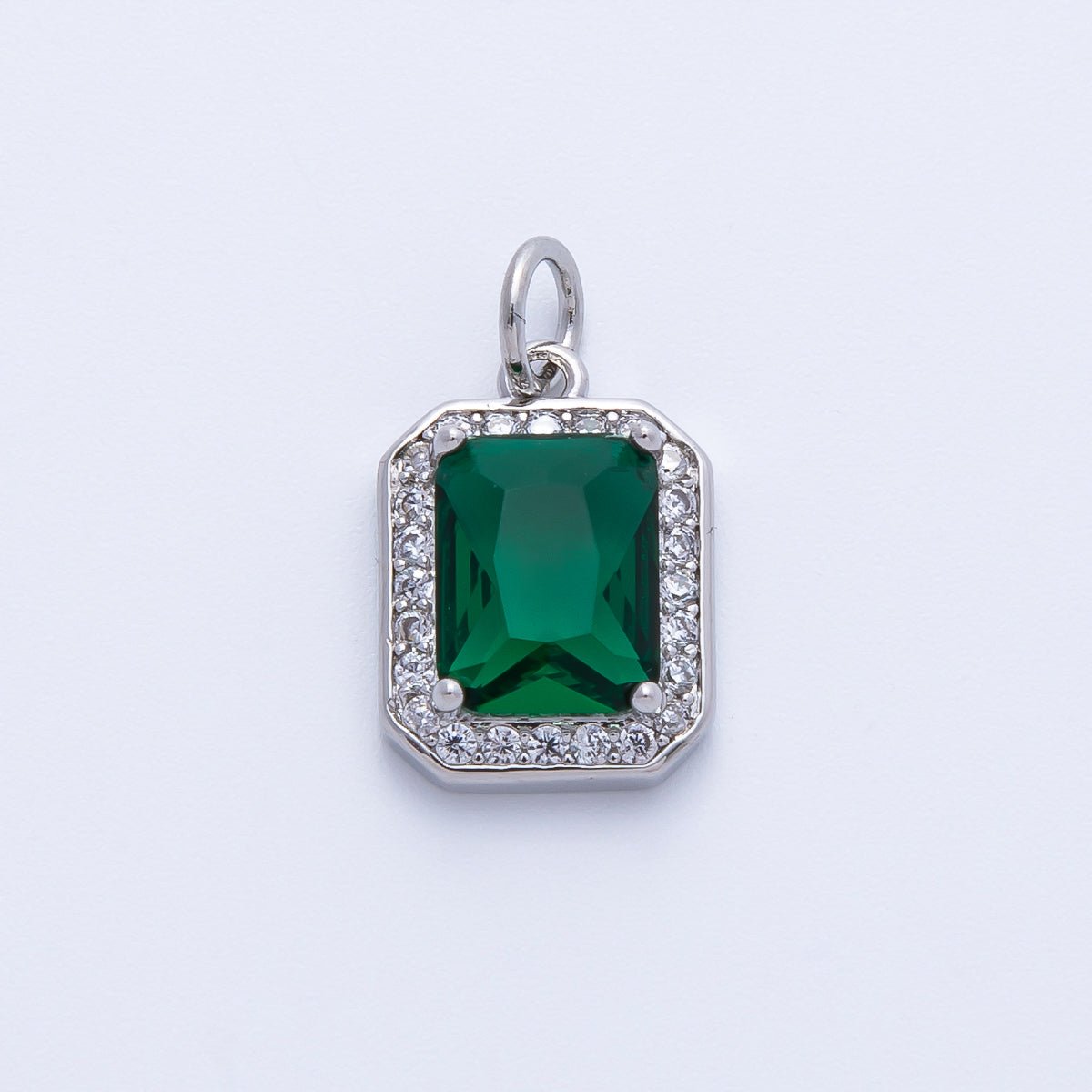 18K Gold Filled Blue, Red, Purple, Green, Clear Micro Paved CZ Baguette Charm | Charms - 00279 ~ Charms - 00288 - DLUXCA