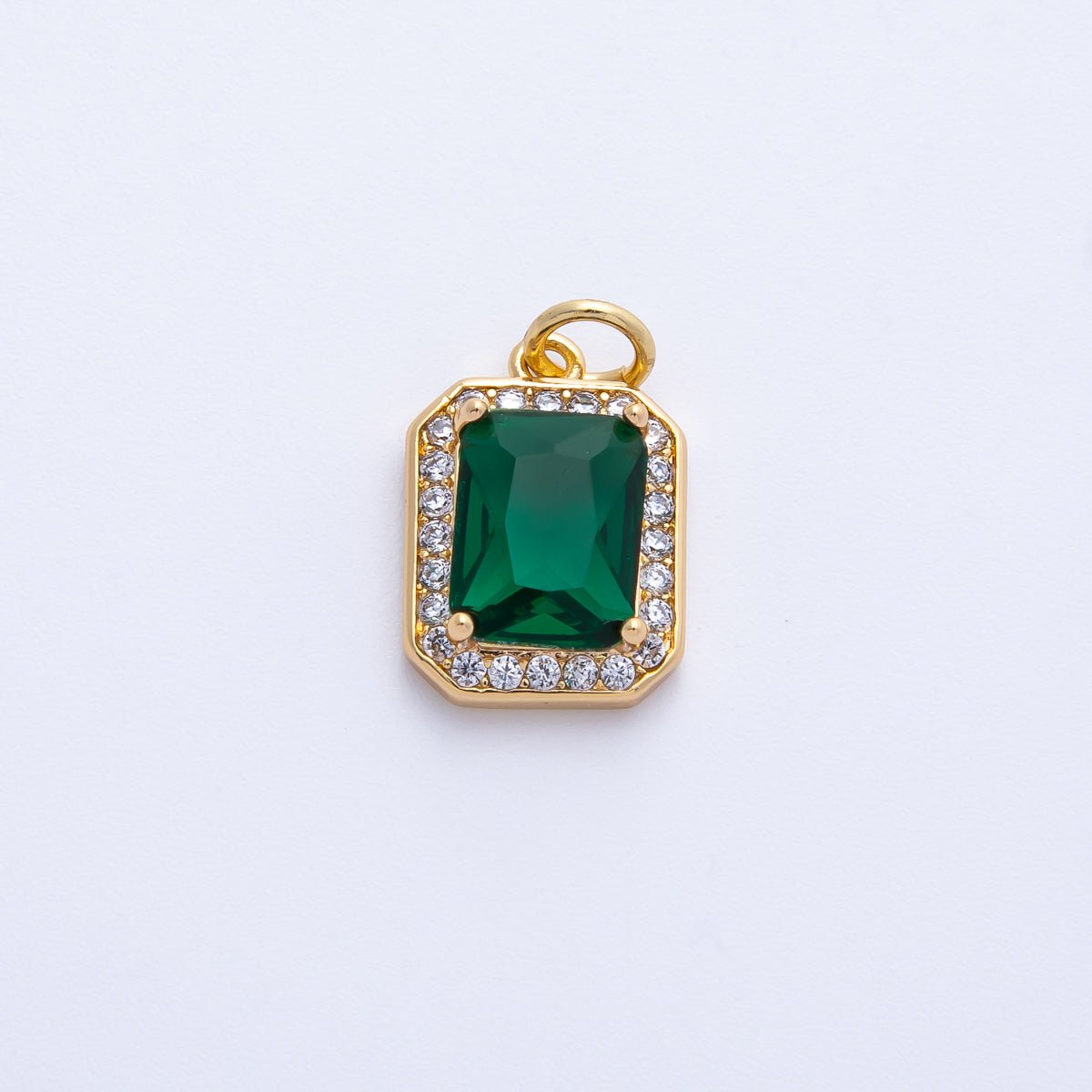 18K Gold Filled Blue, Red, Purple, Green, Clear Micro Paved CZ Baguette Charm | Charms - 00279 ~ Charms - 00288 - DLUXCA