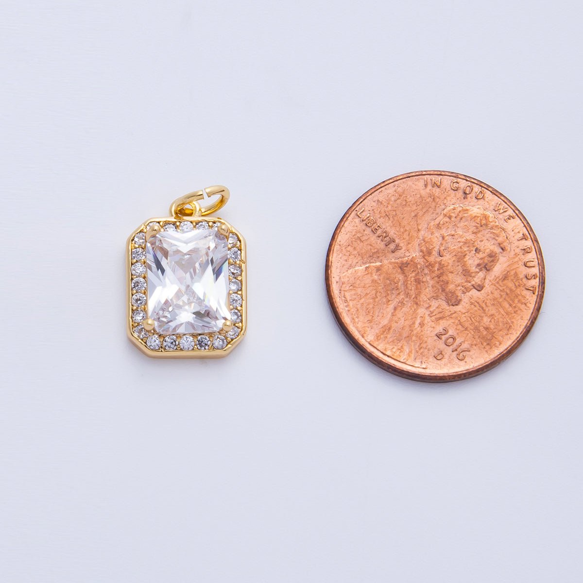 18K Gold Filled Blue, Red, Purple, Green, Clear Micro Paved CZ Baguette Charm | Charms - 00279 ~ Charms - 00288 - DLUXCA