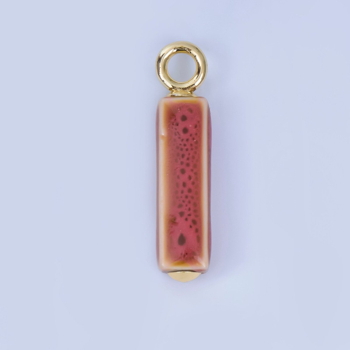 18K Gold Filled Blue, Teal, Brown, Pink Watercolor Bar Ceramic Drop Pendant | AJ - 451 - DLUXCA