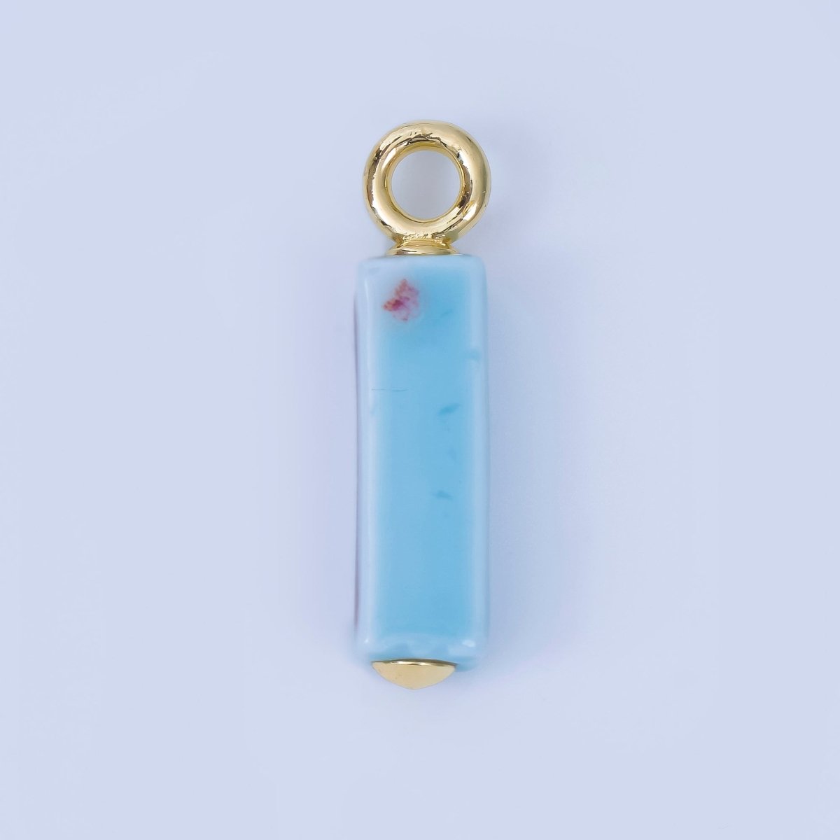 18K Gold Filled Blue, Teal, Brown, Pink Watercolor Bar Ceramic Drop Pendant | AJ - 451 - DLUXCA