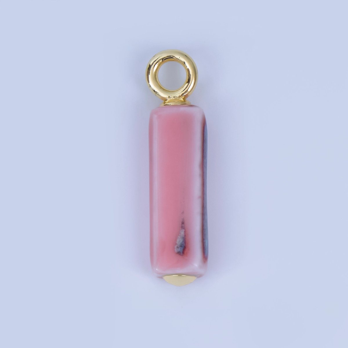 18K Gold Filled Blue, Teal, Brown, Pink Watercolor Bar Ceramic Drop Pendant | AJ - 451 - DLUXCA