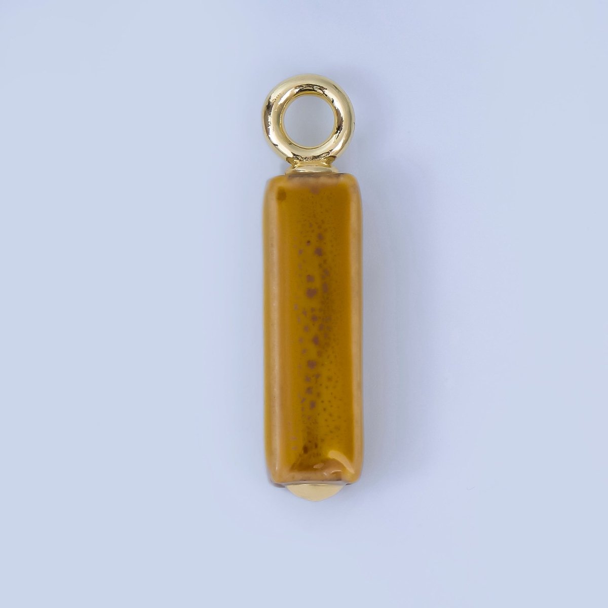 18K Gold Filled Blue, Teal, Brown, Pink Watercolor Bar Ceramic Drop Pendant | AJ - 451 - DLUXCA