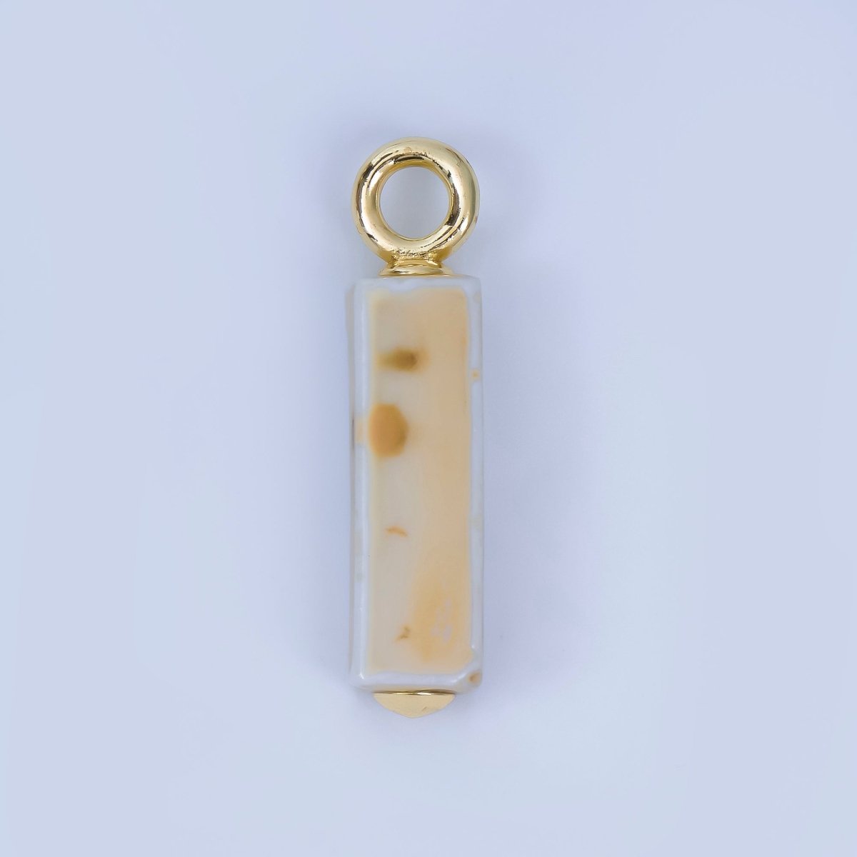 18K Gold Filled Blue, Teal, Brown, Pink Watercolor Bar Ceramic Drop Pendant | AJ - 451 - DLUXCA