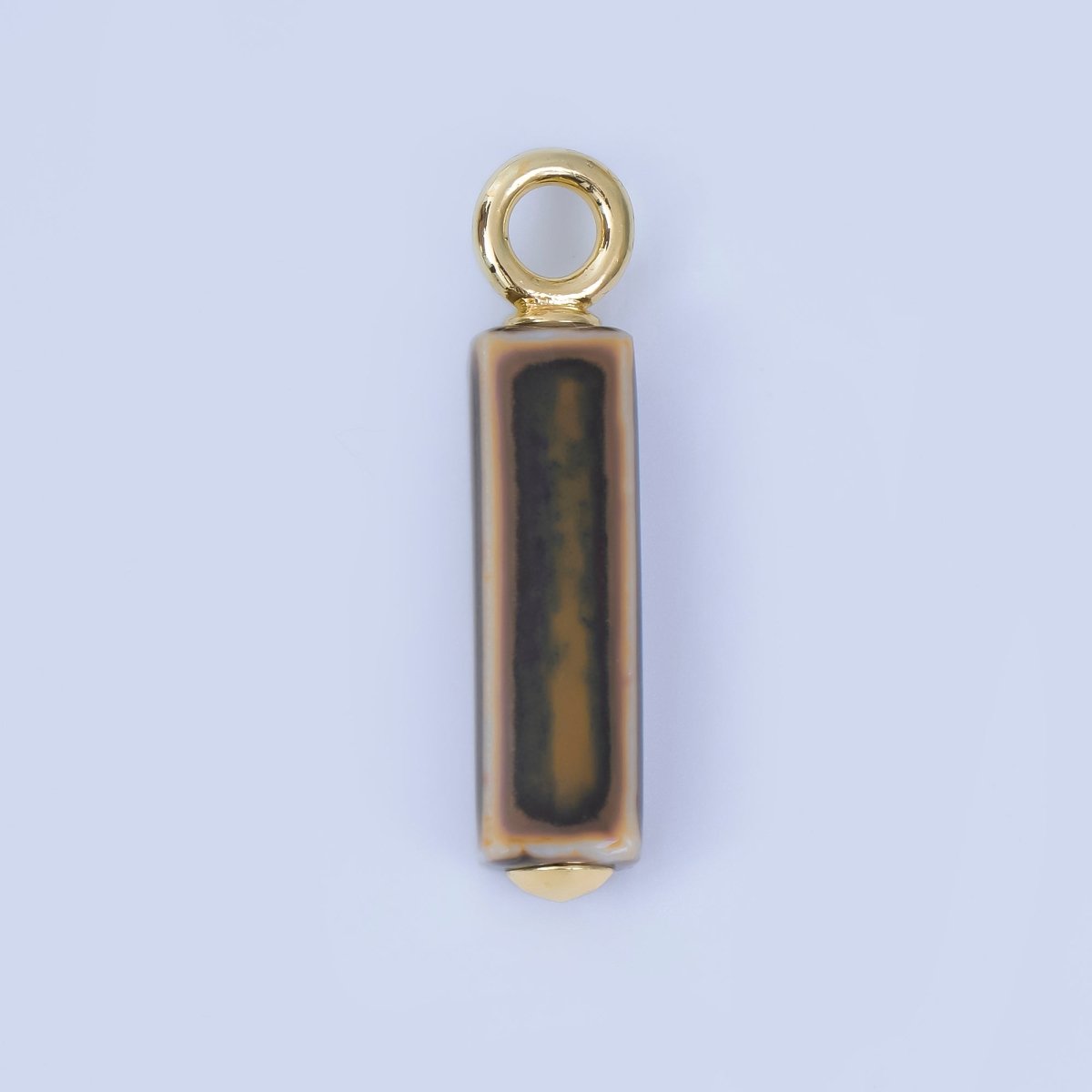 18K Gold Filled Blue, Teal, Brown, Pink Watercolor Bar Ceramic Drop Pendant | AJ - 451 - DLUXCA