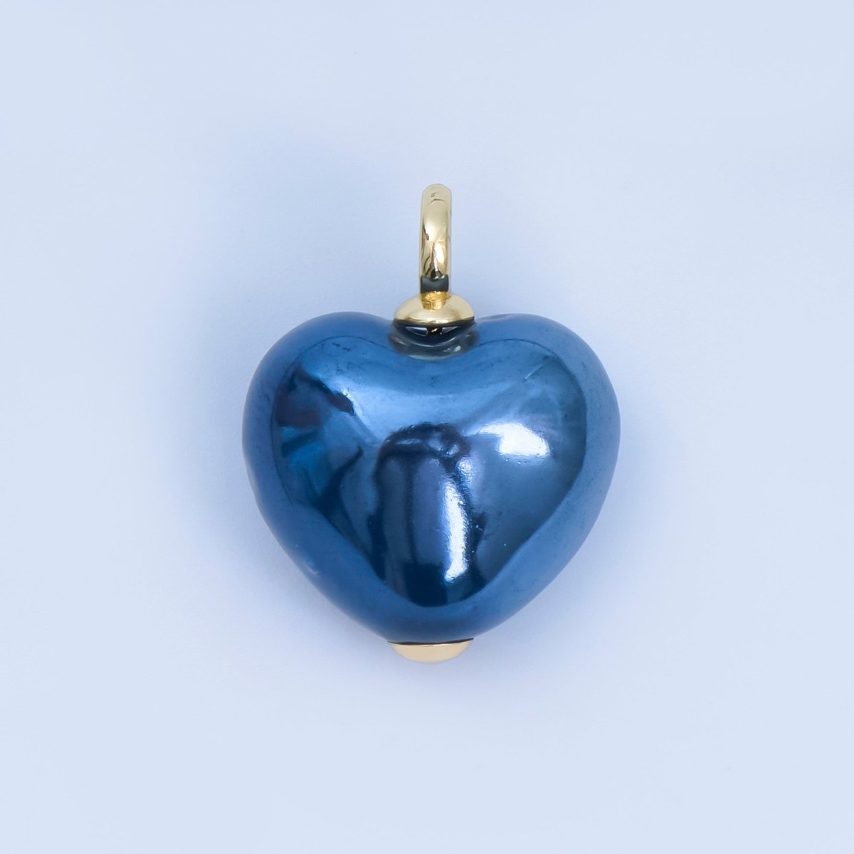 18K Gold Filled Blue, Teal, White, Pink Puffy Heart Ceramic Charm Pendant | AJ - 402 - DLUXCA