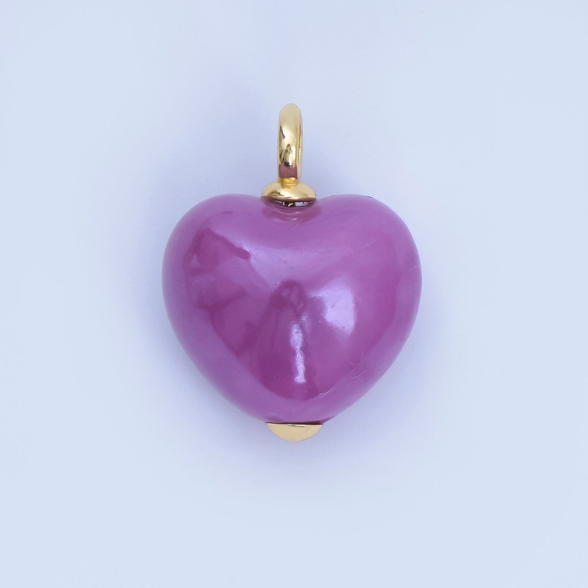 18K Gold Filled Blue, Teal, White, Pink Puffy Heart Ceramic Charm Pendant | AJ - 402 - DLUXCA