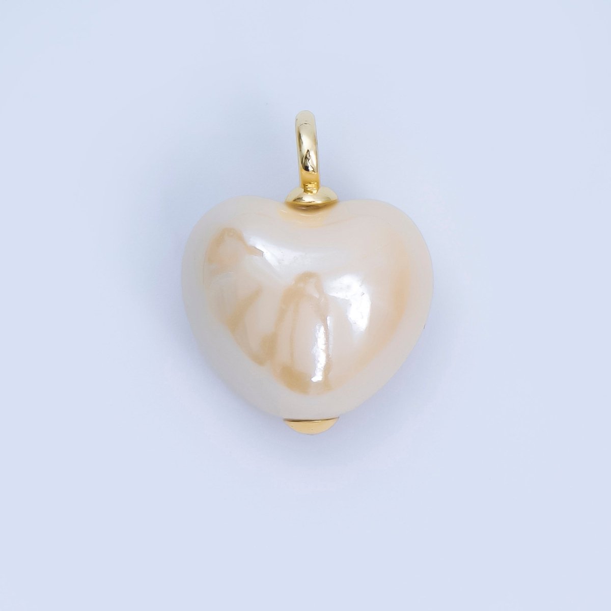 18K Gold Filled Blue, Teal, White, Pink Puffy Heart Ceramic Charm Pendant | AJ - 402 - DLUXCA