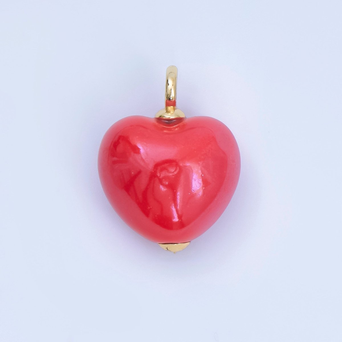 18K Gold Filled Blue, Teal, White, Pink Puffy Heart Ceramic Charm Pendant | AJ - 402 - DLUXCA