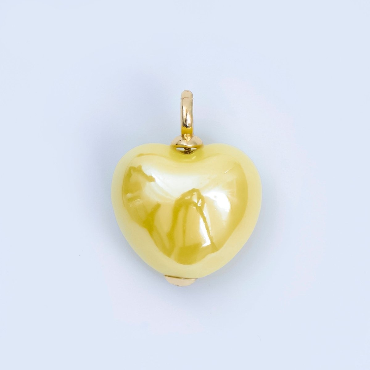 18K Gold Filled Blue, Teal, White, Pink Puffy Heart Ceramic Charm Pendant | AJ - 402 - DLUXCA