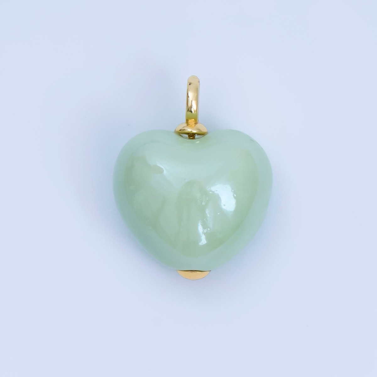 18K Gold Filled Blue, Teal, White, Pink Puffy Heart Ceramic Charm Pendant | AJ - 402 - DLUXCA