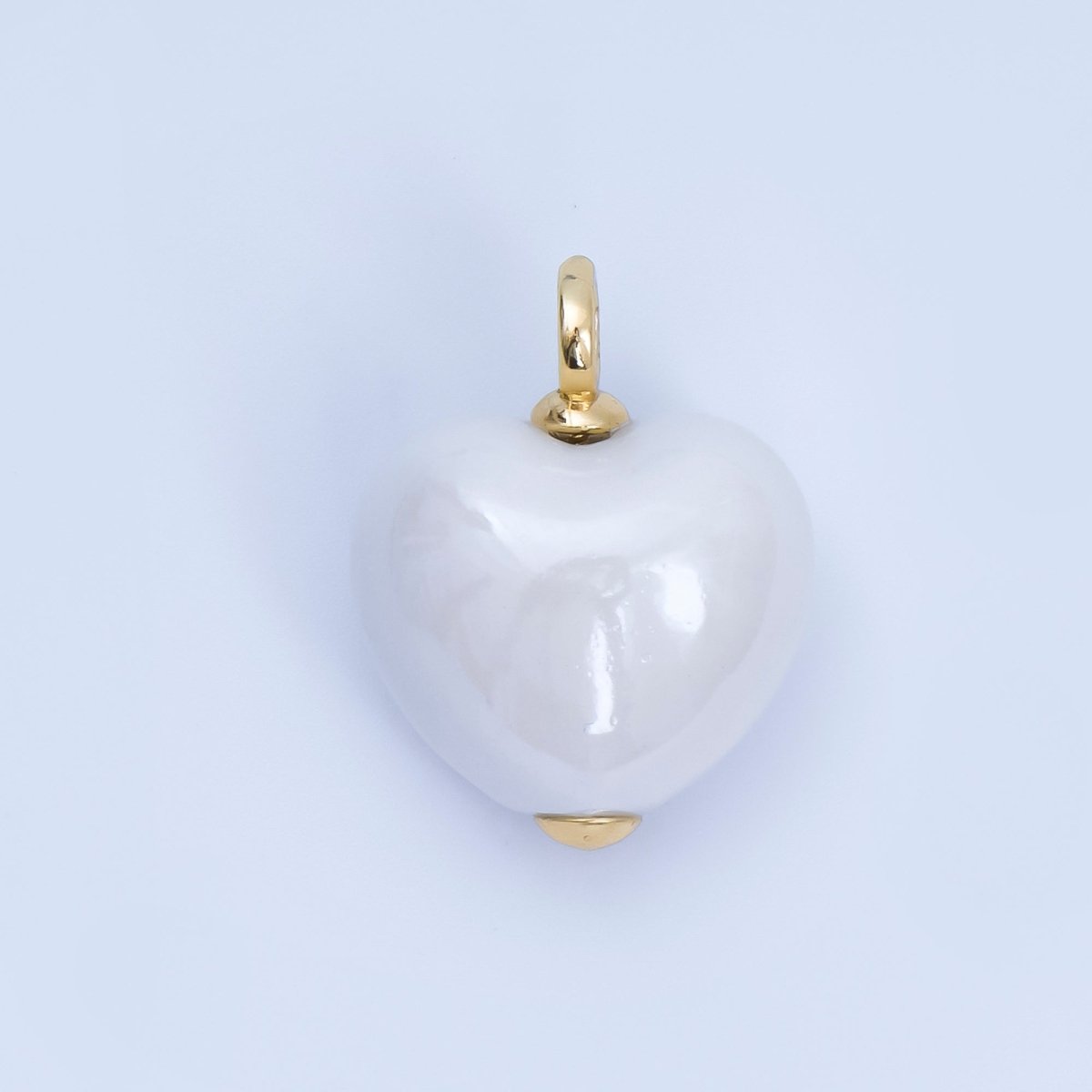 18K Gold Filled Blue, Teal, White, Pink Puffy Heart Ceramic Charm Pendant | AJ - 402 - DLUXCA