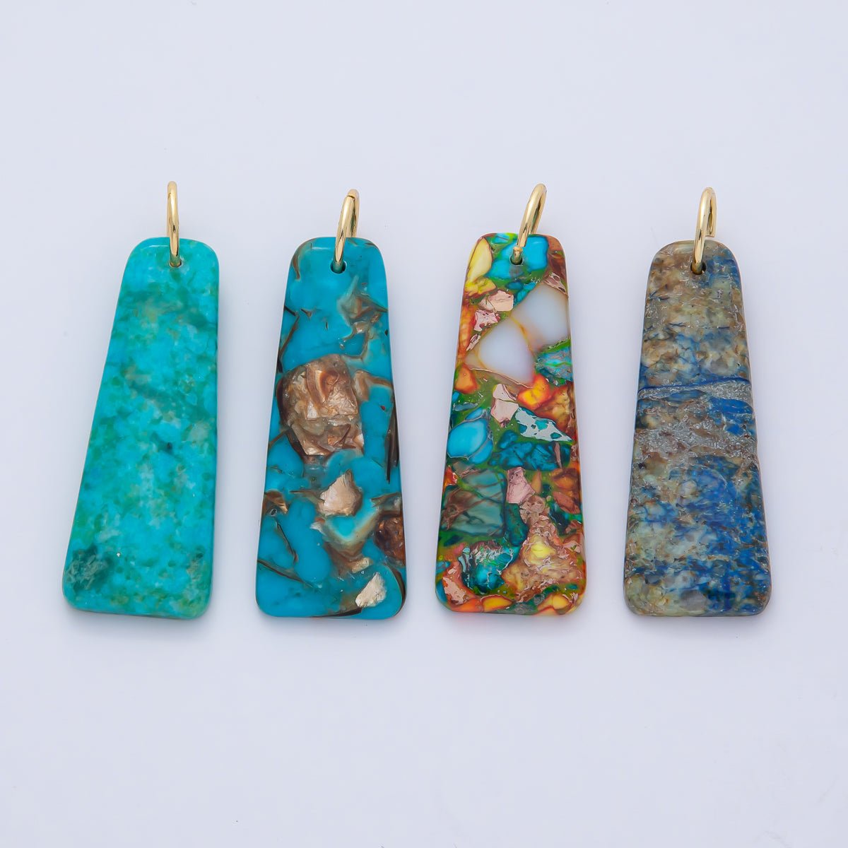 18K Gold Filled Boho Gemstone Bar Pendant – Turquoise & Multicolor Stone Charms| AF1495 - DLUXCA