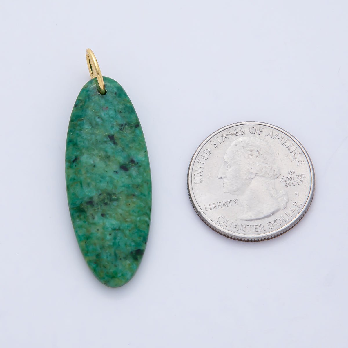 18K Gold Filled Boho Natural Oval Gemstone Pendant – Green, Brown & Multicolor Stone Charms AF1593 - DLUXCA
