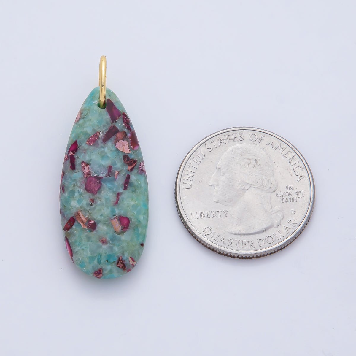 18K Gold Filled Boho Teardrop Stone Pendants Turquoise Dyed Gemstone Charms AF1497 - DLUXCA