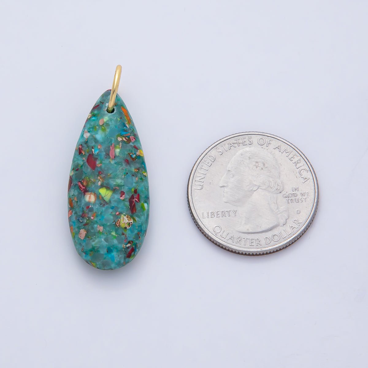 18K Gold Filled Boho Teardrop Stone Pendants Turquoise Dyed Gemstone Charms AF1497 - DLUXCA