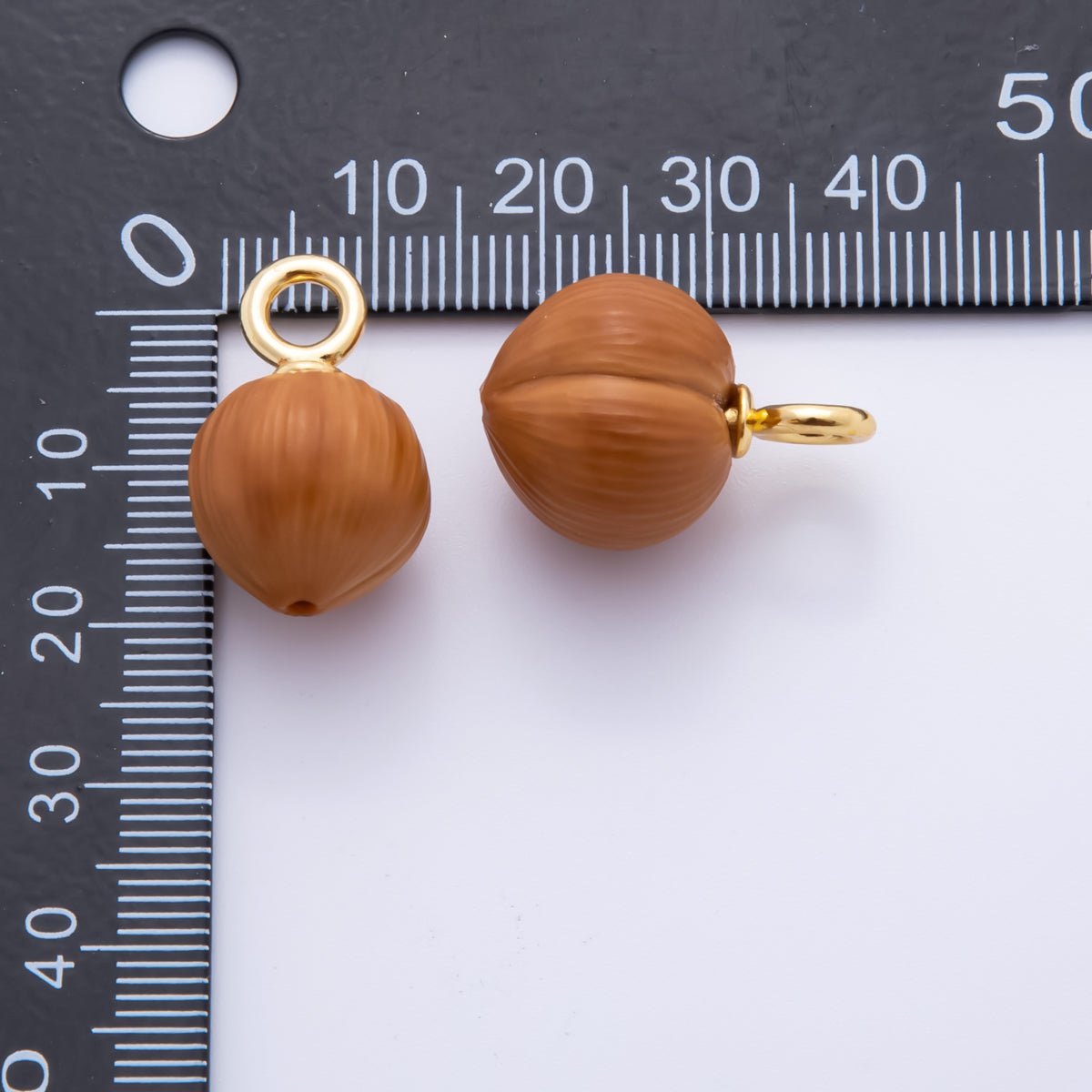 18K Gold Filled Brown Oak Nut Gemstone Charm | AF - 834 - DLUXCA