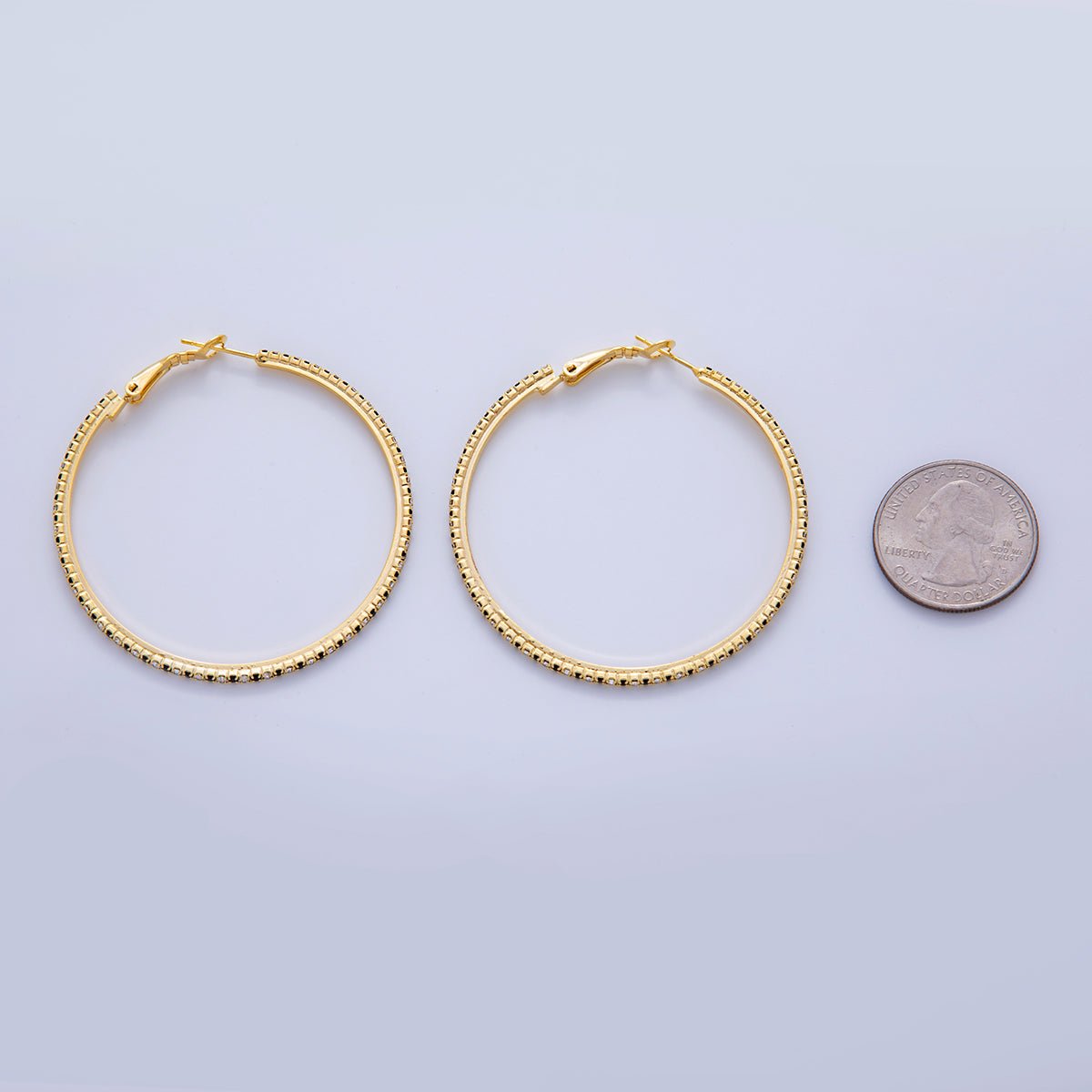 18K Gold Filled B&W Micro Paved CZ Single Step Omega Back Hoop Earrings in Gold & Silver | AI314 - AI323 - DLUXCA