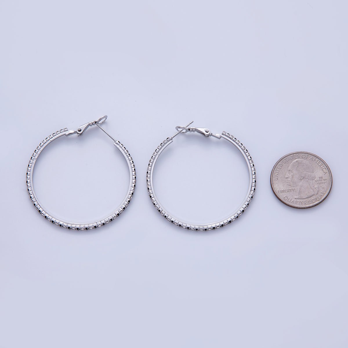 18K Gold Filled B&W Micro Paved CZ Single Step Omega Back Hoop Earrings in Gold & Silver | AI314 - AI323 - DLUXCA