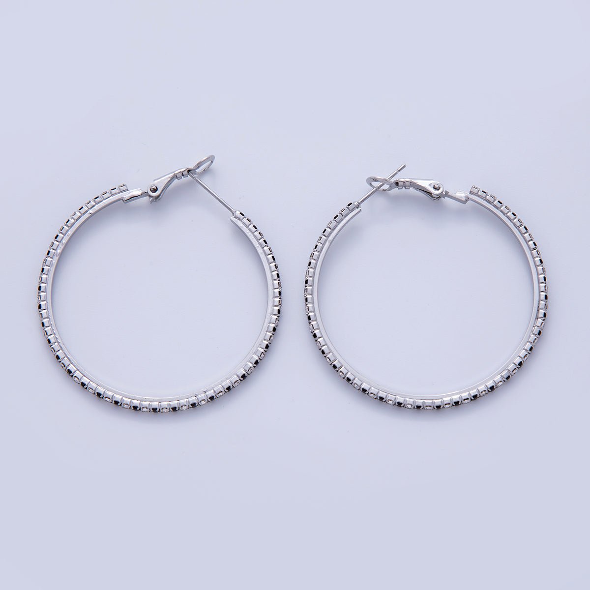 18K Gold Filled B&W Micro Paved CZ Single Step Omega Back Hoop Earrings in Gold & Silver | AI314 - AI323 - DLUXCA