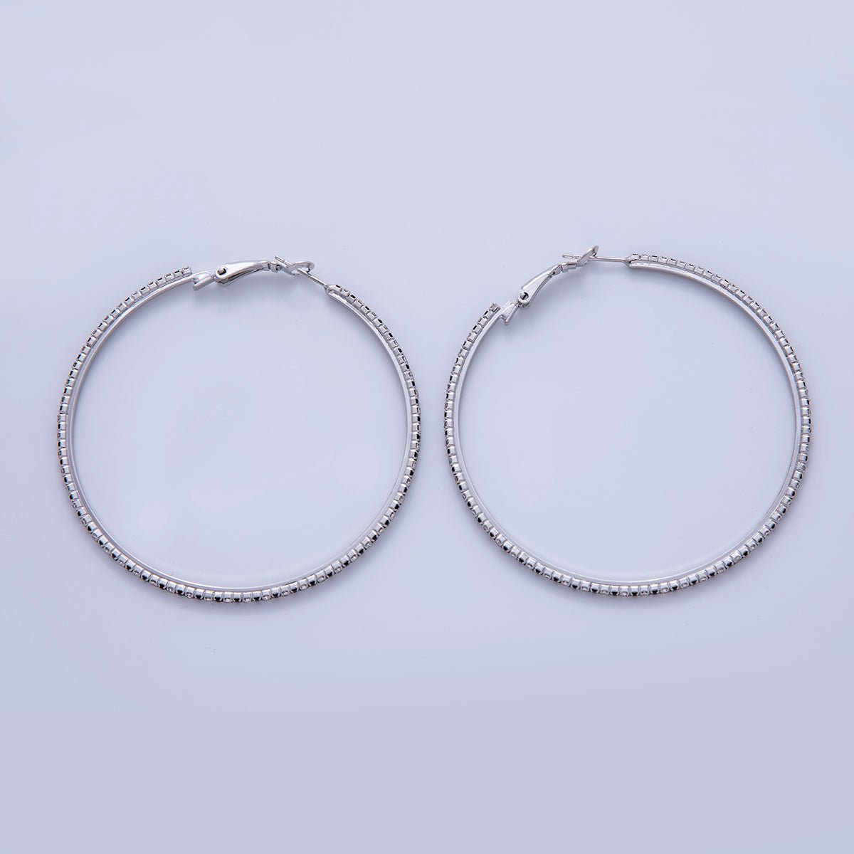 18K Gold Filled B&W Micro Paved CZ Single Step Omega Back Hoop Earrings in Gold & Silver | AI314 - AI323 - DLUXCA