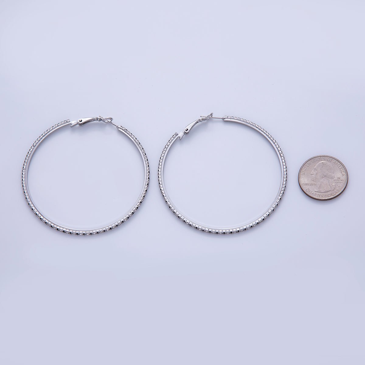 18K Gold Filled B&W Micro Paved CZ Single Step Omega Back Hoop Earrings in Gold & Silver | AI314 - AI323 - DLUXCA