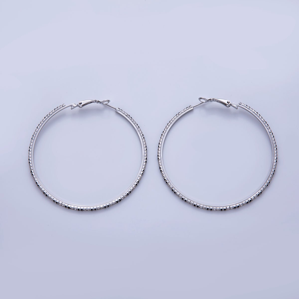 18K Gold Filled B&W Micro Paved CZ Twin Step Omega Back Hoop Earrings in Gold & Silver | AI324 - AI333 - DLUXCA