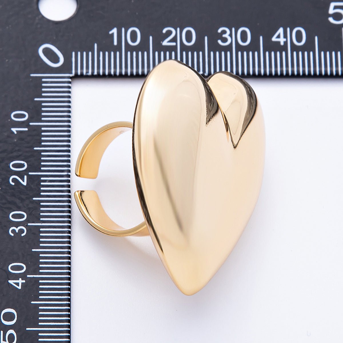 18K Gold Filled Chubby Sideways Minimalist Heart Statement Ring | Rings - 00052 - DLUXCA