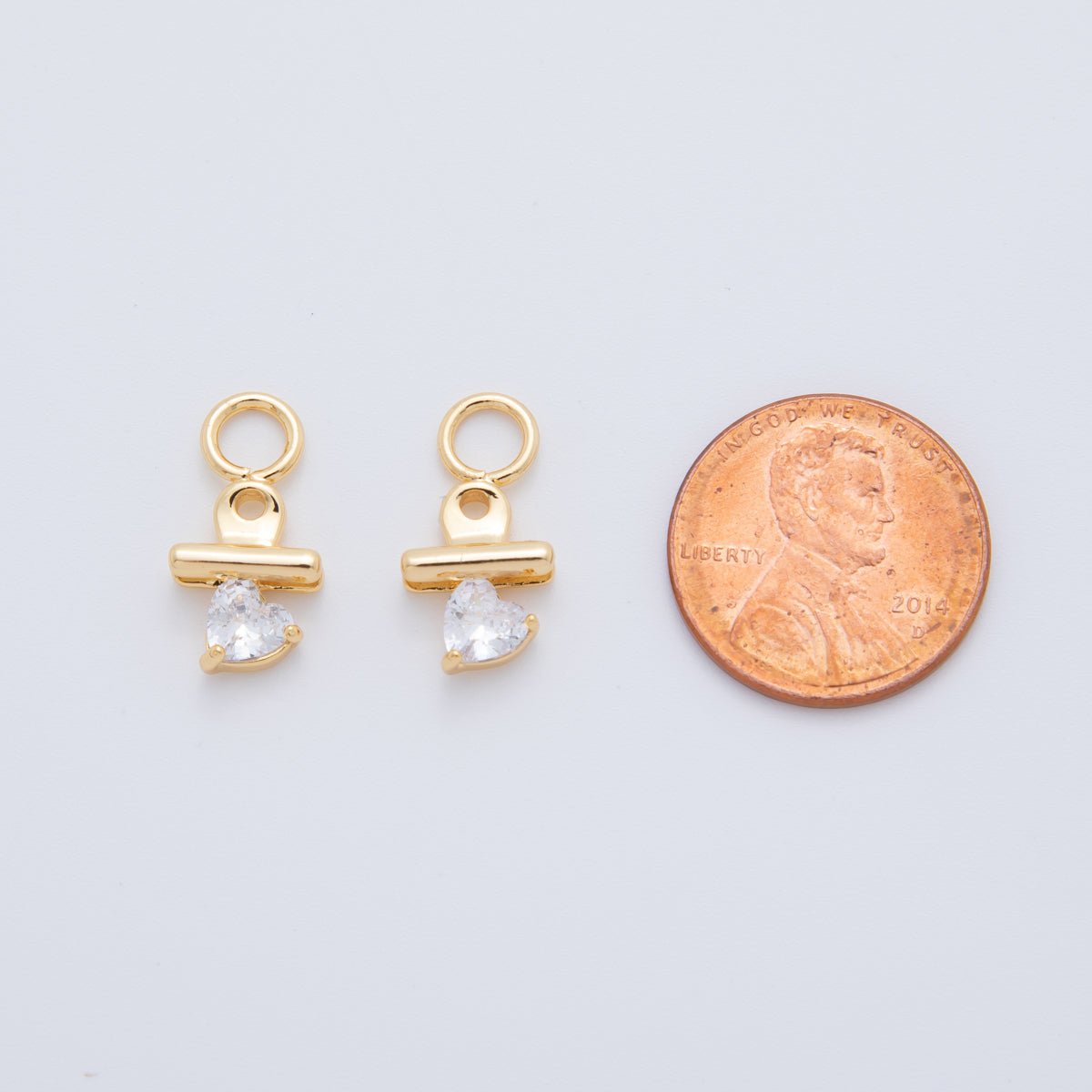 18K Gold Filled Clamped Heart CZ Add - On Drop Earring Charm | AF760 - DLUXCA