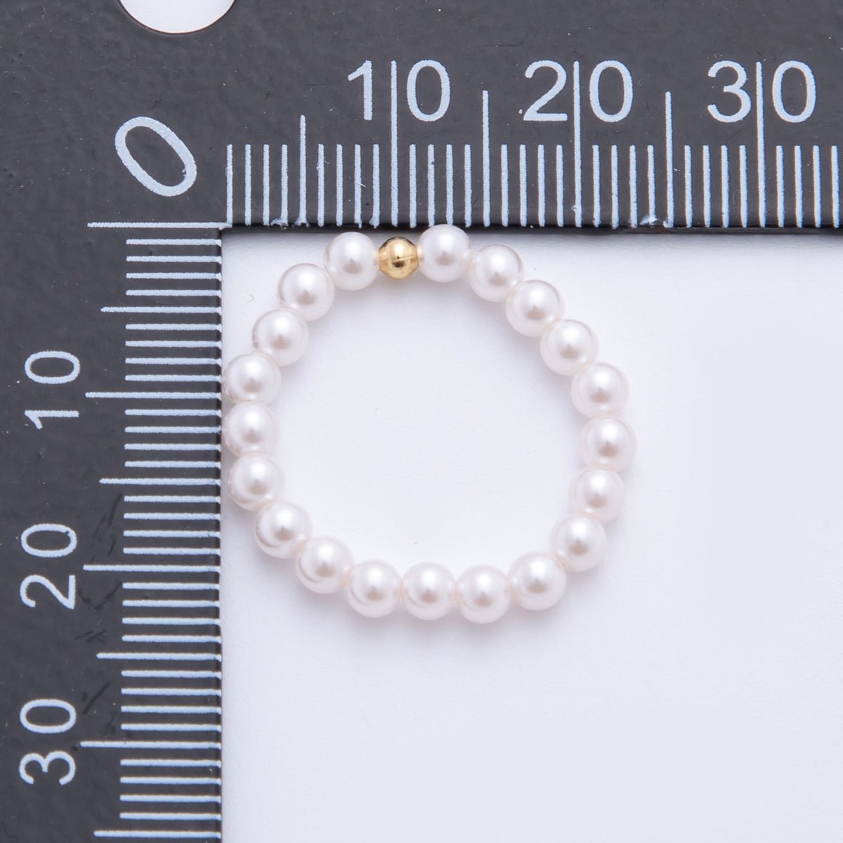 18K Gold Filled Classic Minimalist Shell Pearl Stretch Ring | O222 - DLUXCA